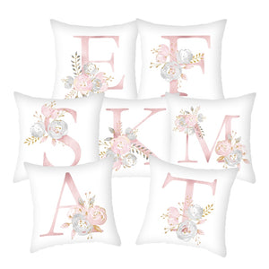 Decorative Pink Letter Printed Cushion Covers