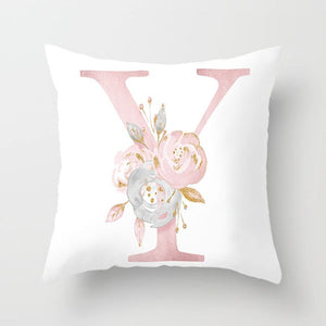 Decorative Pink Letter Printed Cushion Covers