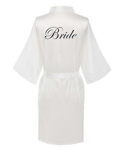 Elegance and luxury bride bridesmaid robe with white black letters