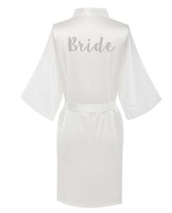 Elegance and luxury bride bridesmaid robe with white black letters