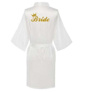 Elegance and luxury bride bridesmaid robe with white black letters