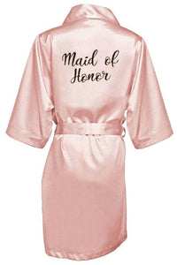 Elegance and luxury bride bridesmaid robe with white black letters