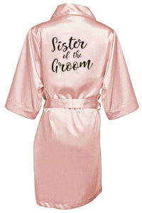 Elegance and luxury bride bridesmaid robe with white black letters