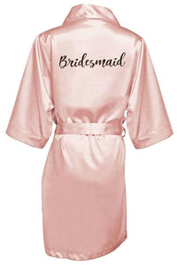 Elegance and luxury bride bridesmaid robe with white black letters