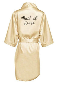 Elegance and luxury bride bridesmaid robe with white black letters