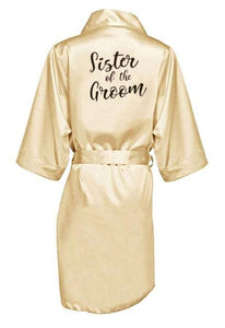 Elegance and luxury bride bridesmaid robe with white black letters