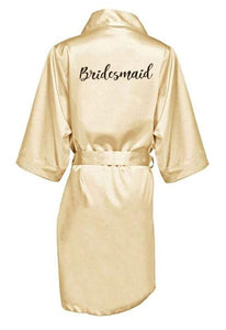 Elegance and luxury bride bridesmaid robe with white black letters