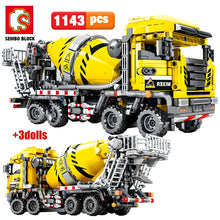 将图片加载到图库查看器，City Engineering Bulldozer Crane Technic Car Truck Excavator Roller Building Blocks
