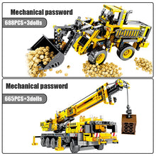 Load image into Gallery viewer, City Engineering Bulldozer Crane Technic Car Truck Excavator Roller Building Blocks
