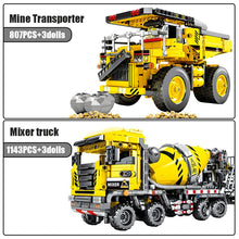 Charger l&#39;image dans la galerie, City Engineering Bulldozer Crane Technic Car Truck Excavator Roller Building Blocks
