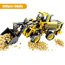 将图片加载到图库查看器，City Engineering Bulldozer Crane Technic Car Truck Excavator Roller Building Blocks
