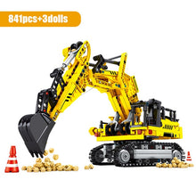 将图片加载到图库查看器，City Engineering Bulldozer Crane Technic Car Truck Excavator Roller Building Blocks
