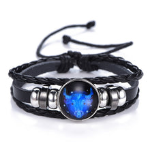 Kép betöltése a galériamegjelenítőbe: Constellation Black punk Leather Bracelet
