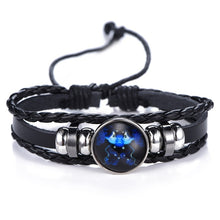 Kép betöltése a galériamegjelenítőbe: Constellation Black punk Leather Bracelet
