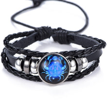 Load image into Gallery viewer, Constellation Black punk Leather Bracelet
