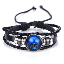 Kép betöltése a galériamegjelenítőbe: Constellation Black punk Leather Bracelet
