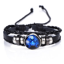 Kép betöltése a galériamegjelenítőbe: Constellation Black punk Leather Bracelet
