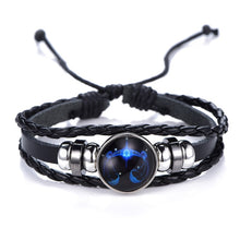 Load image into Gallery viewer, Constellation Black punk Leather Bracelet
