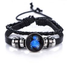 Kép betöltése a galériamegjelenítőbe: Constellation Black punk Leather Bracelet
