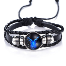 Load image into Gallery viewer, Constellation Black punk Leather Bracelet
