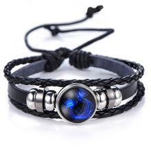 Kép betöltése a galériamegjelenítőbe: Constellation Black punk Leather Bracelet
