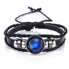 Load image into Gallery viewer, Constellation Black punk Leather Bracelet
