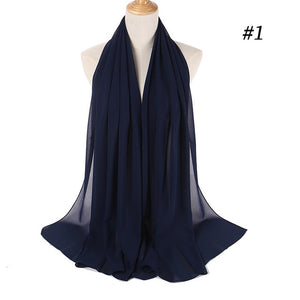 Muslim Plain Bubble Chiffon Hijab Scarf Women