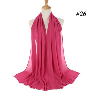 Muslim Plain Bubble Chiffon Hijab Scarf Women