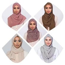 Charger l&#39;image dans la galerie, Women Plain Bubble Chiffon Hijab Scarf Head Wraps
