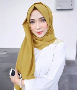 Women Plain Bubble Chiffon Hijab Scarf Head Wraps