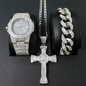 Luxury Watch & Bracelet & Necklace Combo Set