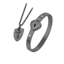 Kép betöltése a galériamegjelenítőbe: Concentric Lock Key Bracelet Necklace Couple Set
