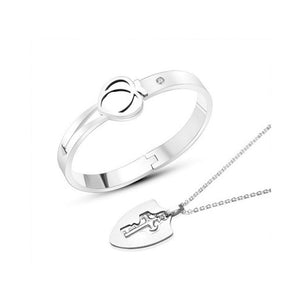 Concentric Lock Key Bracelet Necklace Couple Set