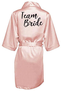 Elegance and luxury bride bridesmaid robe with white black letters