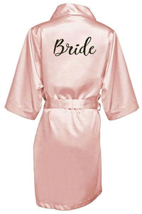 Elegance and luxury bride bridesmaid robe with white black letters