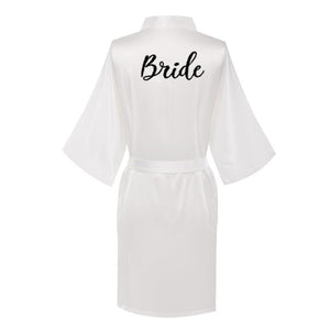 Elegance and luxury bride bridesmaid robe with white black letters