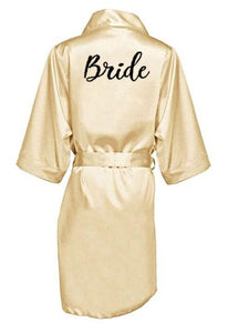 Elegance and luxury bride bridesmaid robe with white black letters