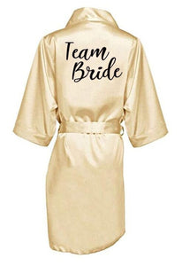 Elegance and luxury bride bridesmaid robe with white black letters