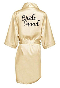 Elegance and luxury bride bridesmaid robe with white black letters