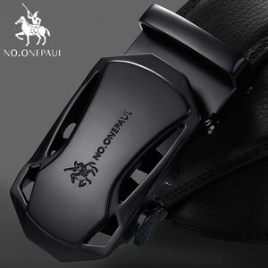 Fashion Automatic Buckle Black Genuine Leather Belt