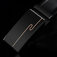 Cargar imagen en el visor de la galería, Fashion Automatic Buckle Black Genuine Leather Belt
