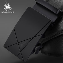 Cargar imagen en el visor de la galería, Fashion Automatic Buckle Black Genuine Leather Belt
