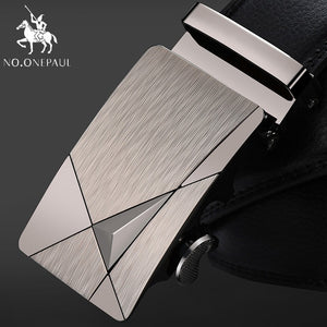 Fashion Automatic Buckle Black Genuine Leather Belt