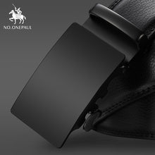 Cargar imagen en el visor de la galería, Fashion Automatic Buckle Black Genuine Leather Belt
