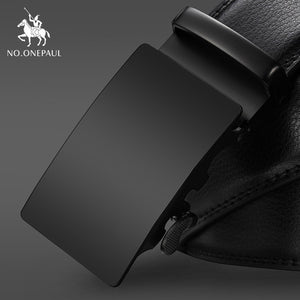 Fashion Automatic Buckle Black Genuine Leather Belt