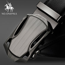 Cargar imagen en el visor de la galería, Fashion Automatic Buckle Black Genuine Leather Belt
