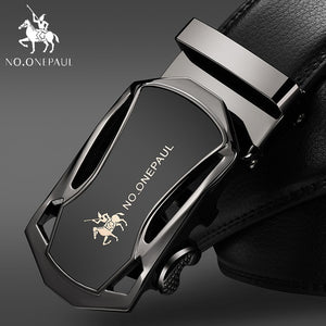 Fashion Automatic Buckle Black Genuine Leather Belt