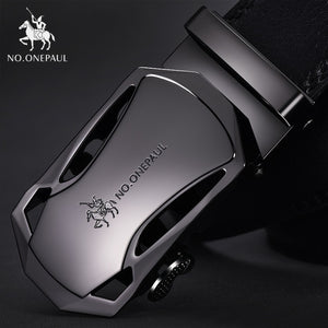 Fashion Automatic Buckle Black Genuine Leather Belt