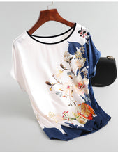 Kép betöltése a galériamegjelenítőbe: Exquisite Silk Satin Blouses Plus size Vintage Print Blouse
