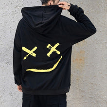 将图片加载到图库查看器，Men Smile Hoodies 2019 Winter Hip Hop Print Oversized Sweatshirts Fashion Patchwork Unisex Couple Streetwear Men Women Hoodies
